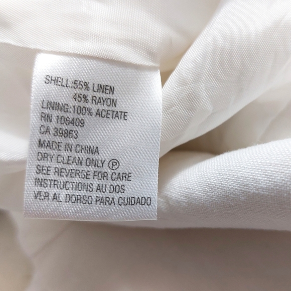 Tahari Arthur S. Levin Womens Off White Linen Petite Jacket Snap Closure Sz 8P - Picture 9 of 9